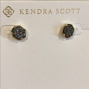 Kendra Scott Gold and Black Druzy Earrings